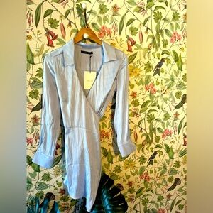 BNWT Baby Blue Satin Wrap Dress